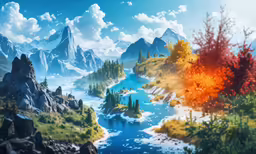 a painting of mountains and rivers