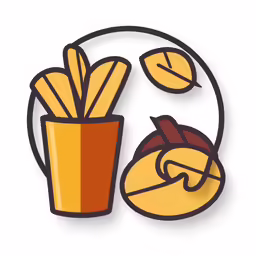 an orange and a cup filled with french fries