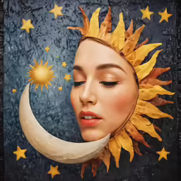 a digital painting of a girl sleeping on the moon