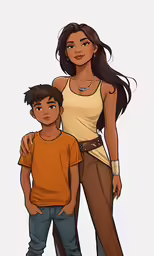a woman and a boy standing next to each other