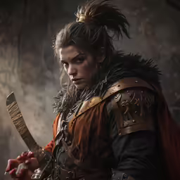 the man in the costume is holding a knife
