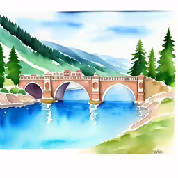 /tmp/FOO3Au0XV.jpg = a watercolor painting of a bridge and mountains
,/tmp/FOO3Au0XV.jpg = a painting of a bridge and some trees
,/tmp/FOO3Au0XV.jpg = a painting of a bridge and trees in the mountains
,/tmp/FOO3Au0XV.jpg = the water has blue and green hills around it
,/tmp/FOO3Au0XV.jpg = a painting with watercolor effect of a river and bridge
,/tmp/FOO3Au0XV.jpg = a painting of the picturesque bridge that crosses a river
,/tmp/FOO3Au0XV.jpg = a painting of a bridge spanning a mountain river
