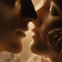 three woman are kissing one another while the other is on her side