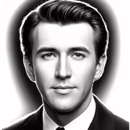 a black and white photo of a man with a tie