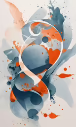 an artistic painting on the ground with orange and gray circles