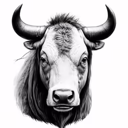 a black and white photo of an ox