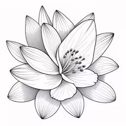 a black and white illustration of a flower,the outline of a flower is not clear enough for color