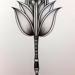 a drawing of a flower with long petals