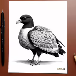 a white and grey bird is sitting on a wooden table