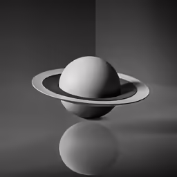 a white ball and saturn in the middle