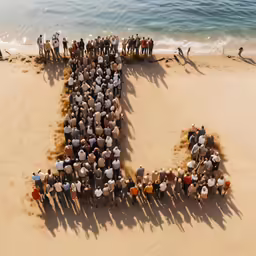 people standing in a font with an open bottom on a beach