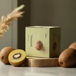 the box is next to kiwi fruit