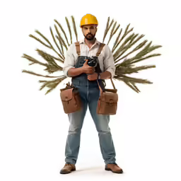 man holding a camera in front of a white background