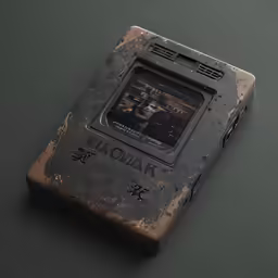 a brown book cover with an old camera on top