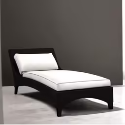 black wicker chaise lounger with white cushion
