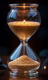 a sandglass with a lit candle in the middle of it