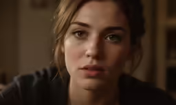a girl looking at the camera in her home