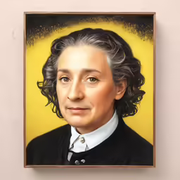 a portrait of an older woman with grey hair