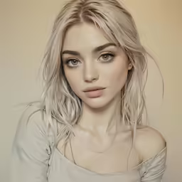 a blonde woman with white hair posing for the camera