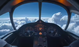 the inside of a plane cockpit with several dashboards