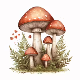 a group of mushrooms sitting on top of a field