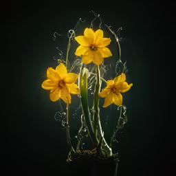 yellow flowers that are on top of a plant