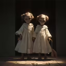 two little children standing next to each other