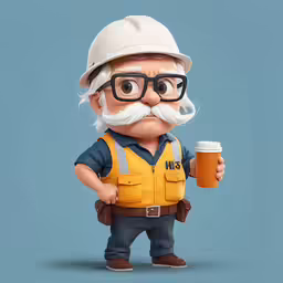 a small bobble head figure holding a cup of coffee