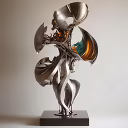 a large metal sculpture with many different items inside it