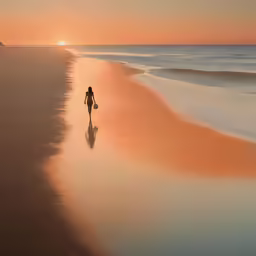 a woman is walking on the beach while holding a surfboard