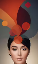 a woman with an orange circle on her head