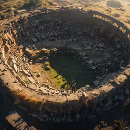 the remains of an ancient city with lots of stone
