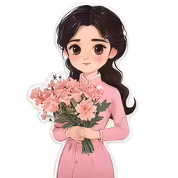 an illustration of a person with flowers