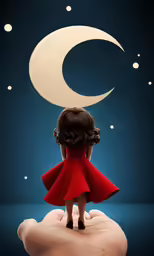 someone holding out their doll under the moon