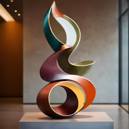 an artistic sculpture is displayed on a pedestal