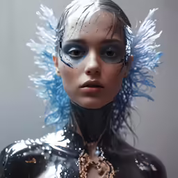 this is a woman with blue hair and makeup