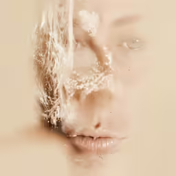 a person with a wet look and wavy hair