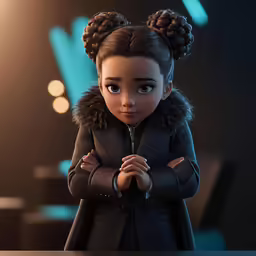 a little girl standing with her arms crossed in front of her face