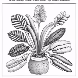 a black and white print of leaves in a vase
