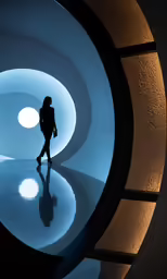 a person that is walking in some kind of light