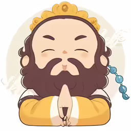 the cartoon character with long hair and beard is sitting on the ground