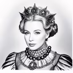 the drawing of a woman with pearls and tia tia