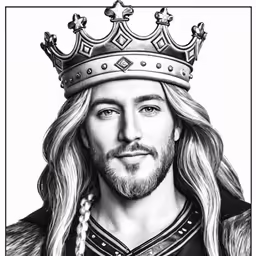 a man wearing a crown is posing for a drawing