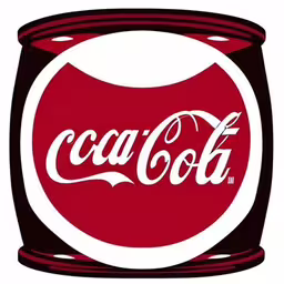 a red and white can with a logo,a small red can of coca - cola,the coca cola logo on the back of a soda can,a coca cola can with red paint on the bottom and white on top,a coca cola bottle with the logo on it