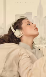 a woman with headphones in her ears