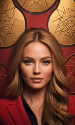 a very pretty lady in a red jacket