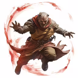 the evil one with large hands, holding out his arms and face