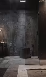 a very modern looking bathroom with some lights