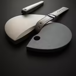 a silver object with a knife on it