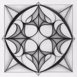 an art work, consisting of white and black shapes,a piece of art made up of circular designs